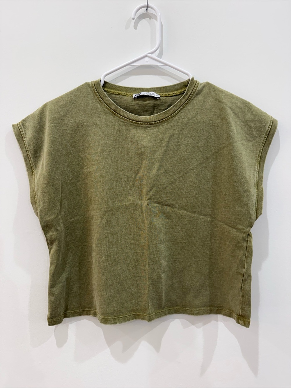 Zara Olive Green Boxy Sleeveless Tank